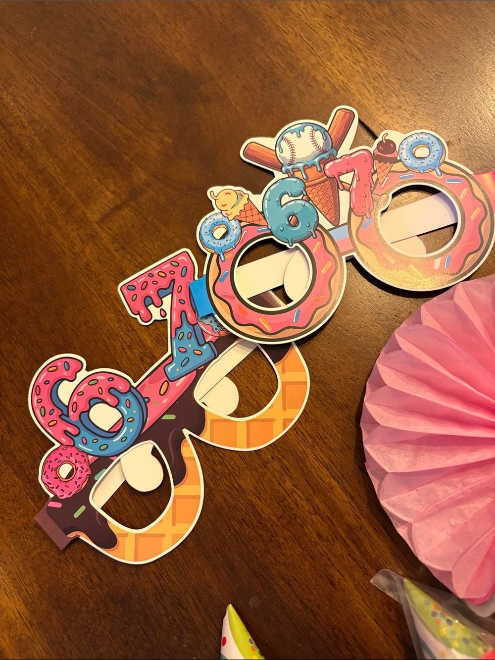 Colorful “6/7” Birthday Party Kit - Hats, Bags, Cups, decor etc